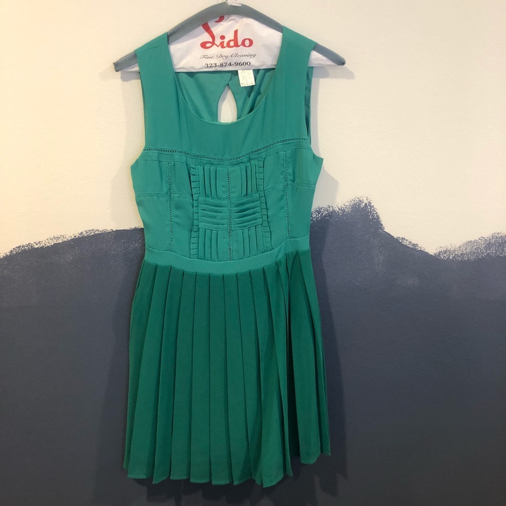 Green Pleated Dress